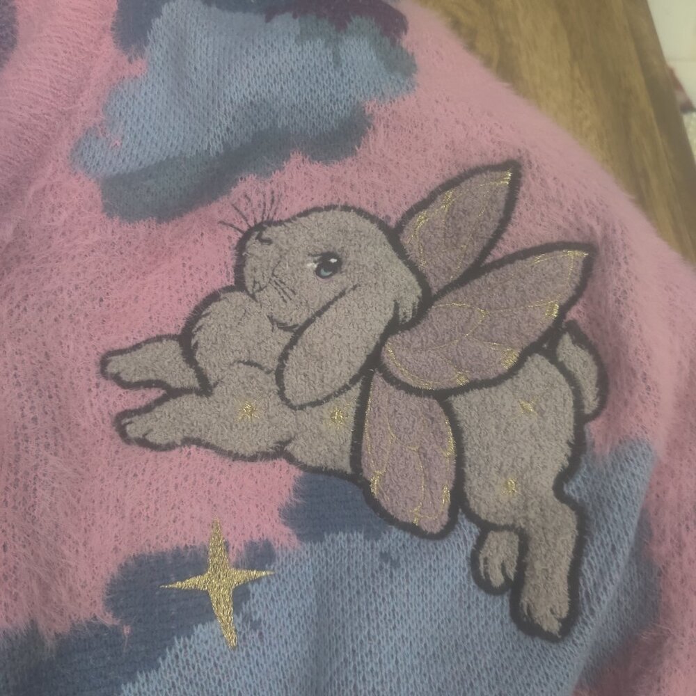 Dangerfield Fuzzy bunny sweater size XXL New oversized - Picture 5 of 5
